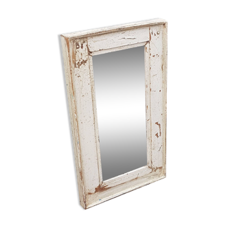 White Mirror Old Teak Wood Patina