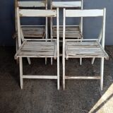 4 foldable chairs wood vintage epoch 1970