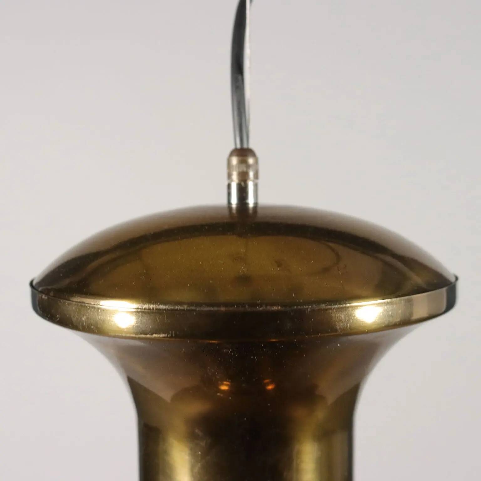 Vintage ceiling light from the 1960s in brass and glass.