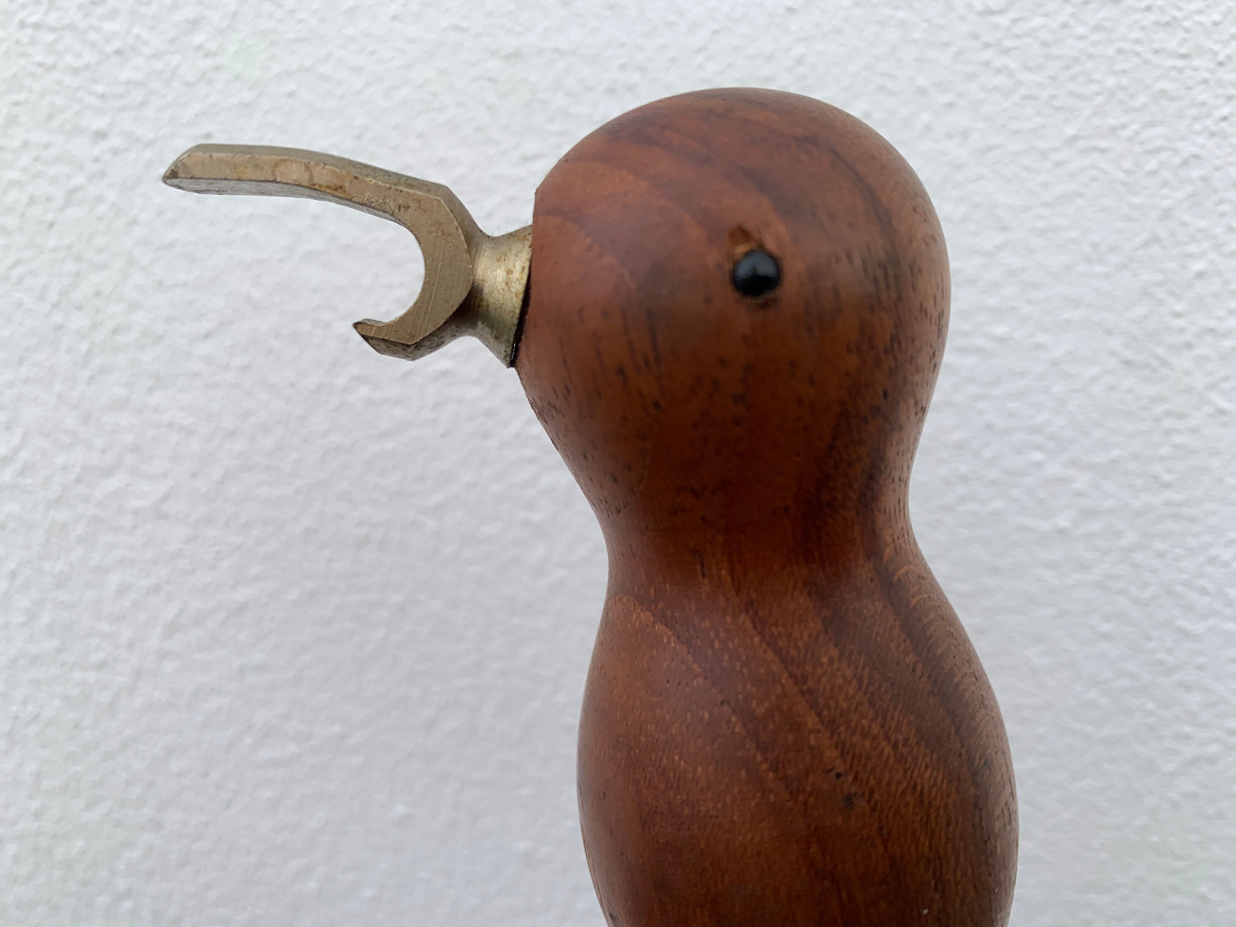 Scandinavian design corkscrew in teak wood and brass, 1960