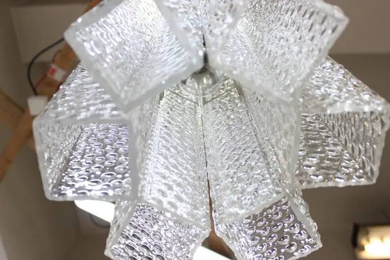 Vintage Glass Chandelier by Kamenický Šenov, 1960s