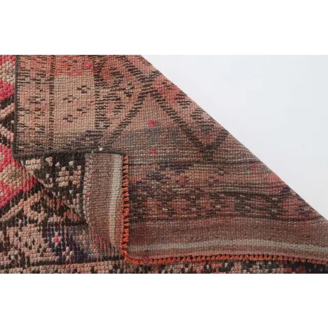 Vintage Turkish Oushak Handmade Wool Cotton Pink Runner Rug 78x376