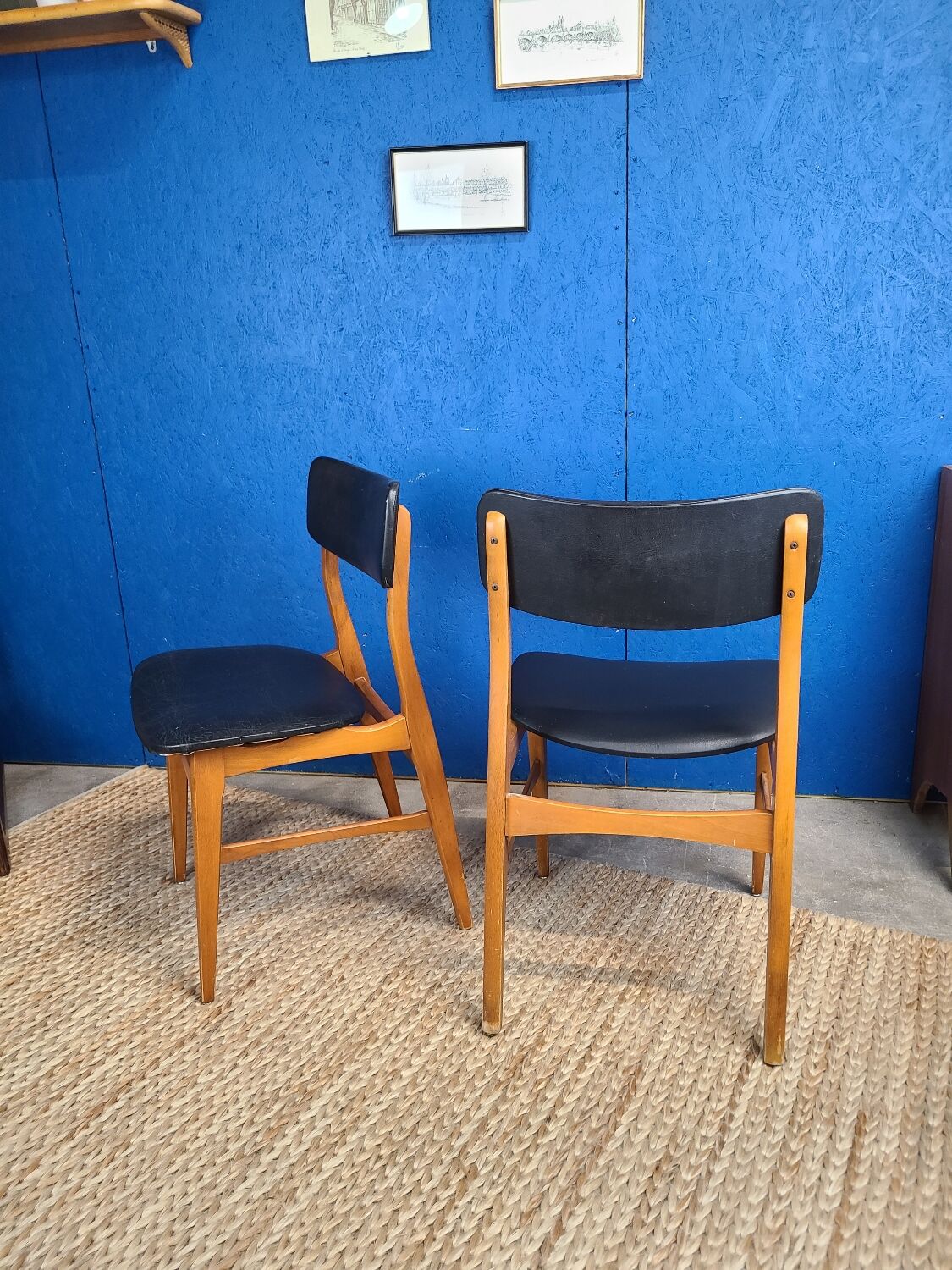 Scandinavian chair circa 1970 black skai