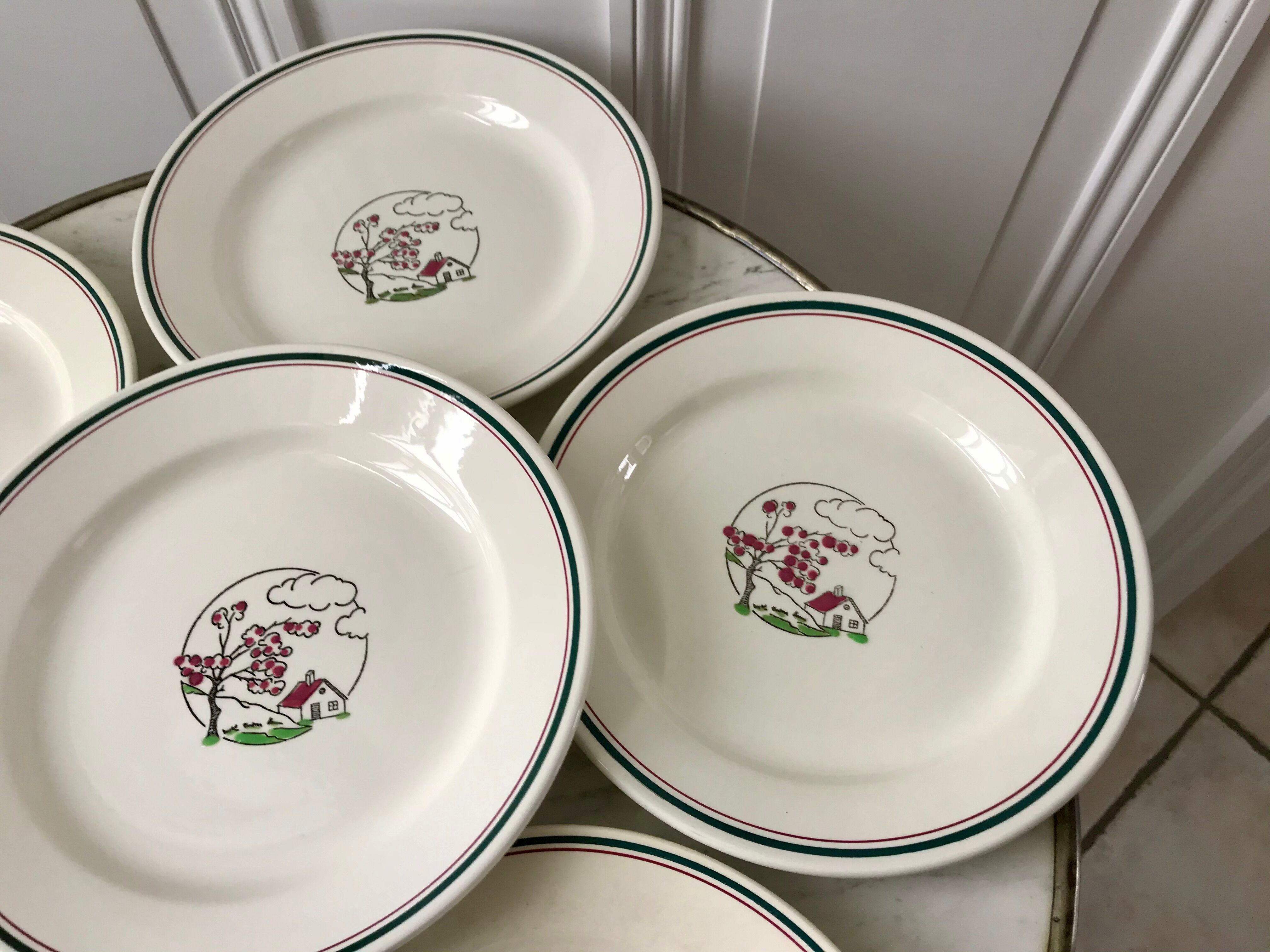 Set of 6 flat plates salins model "april" years 30-40