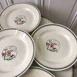 Set of 6 flat plates salins model "april" years 30-40