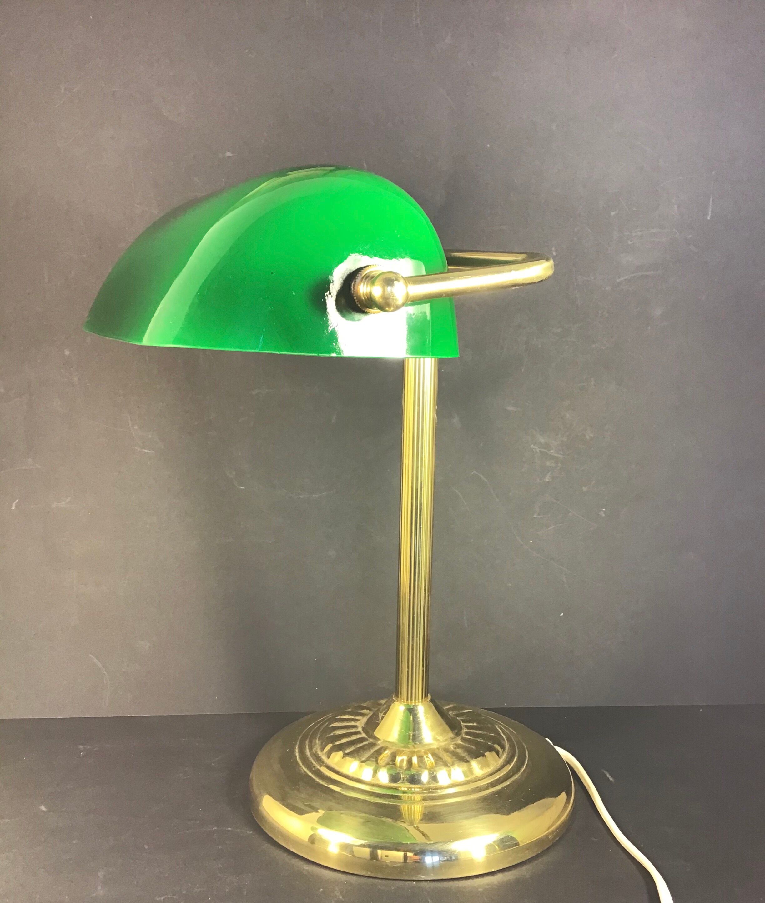 Green opaline library lamp