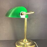 Green opaline library lamp