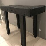 Console bois finition shou-sugi-ban en bois brulé avec traitement