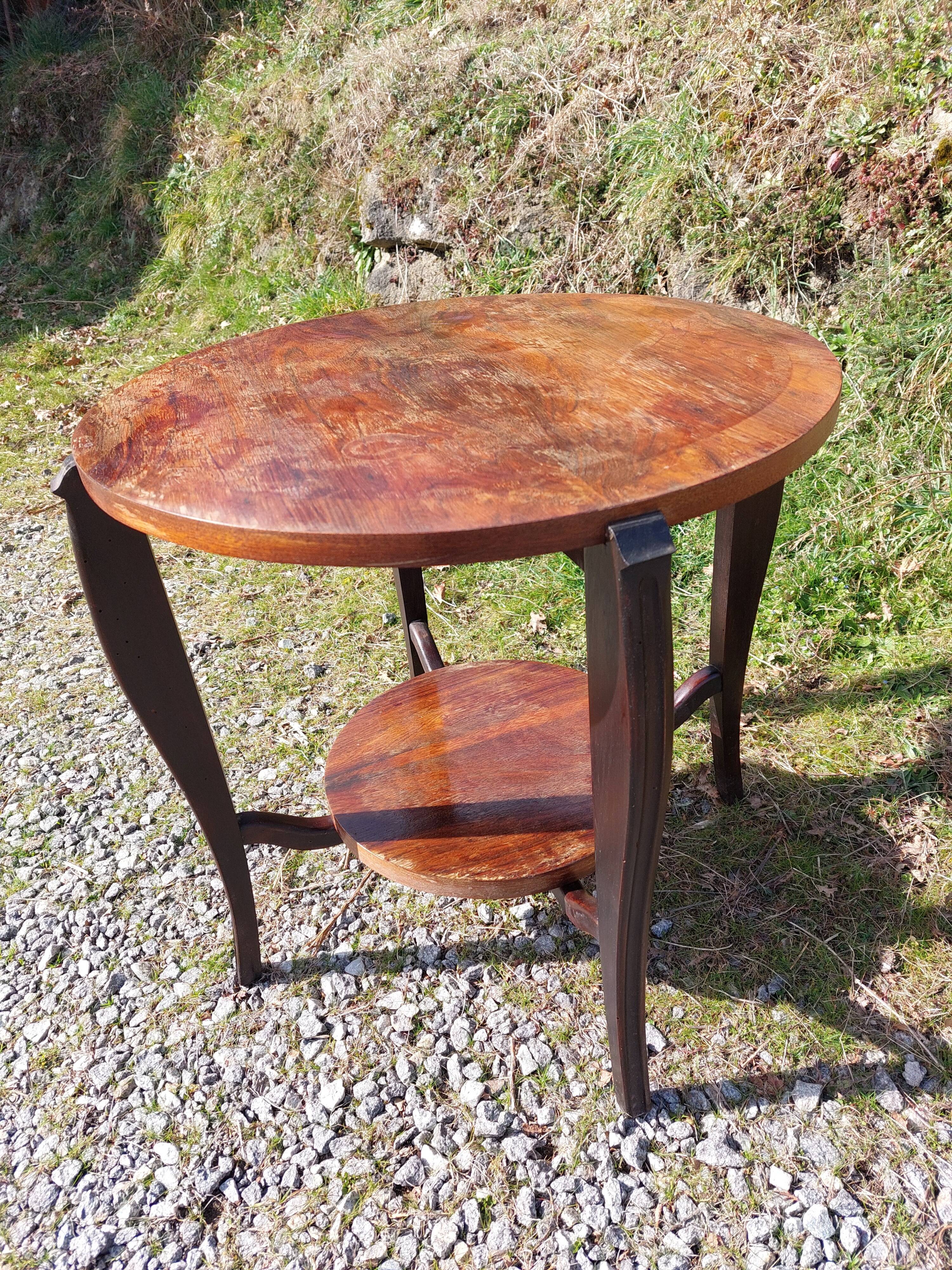 wooden pedestal table, two-tone, art deco