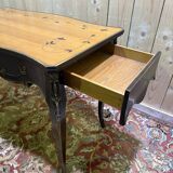 Louis XV style console table in blackened wood.