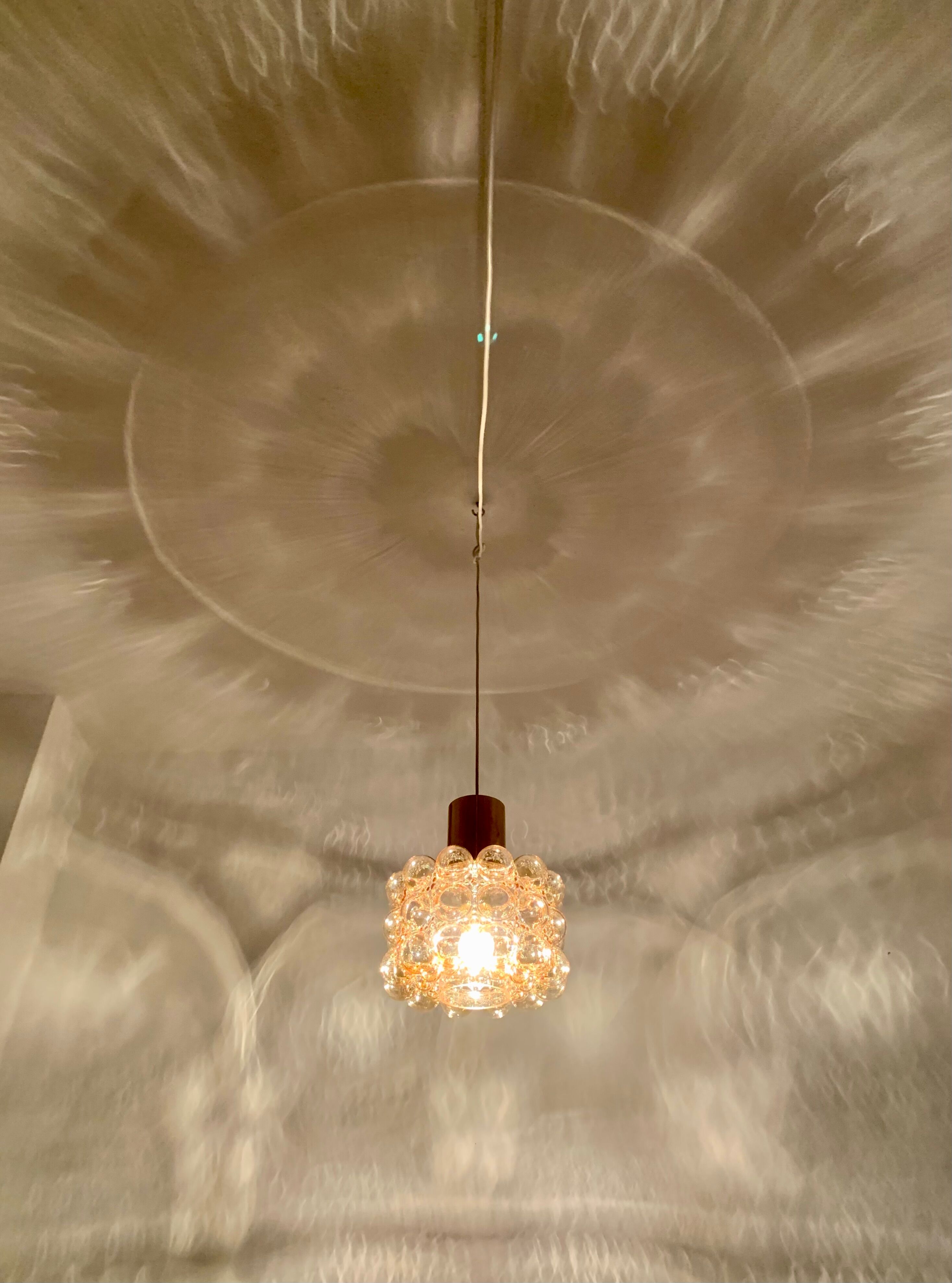 1 of 2 Large Bubble Glass Pendant Lamps by Helena Tynell for Glashütte Limb