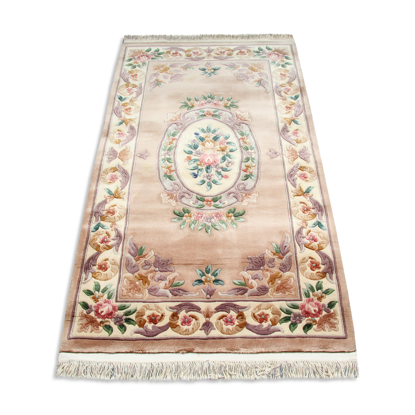 Pink chinese rug in wool 122x235cm