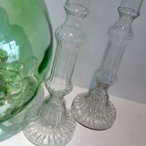 Duo of glass candle holders