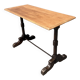 Table de bistrot ancienne française avec plateau en bois d'orme clair
