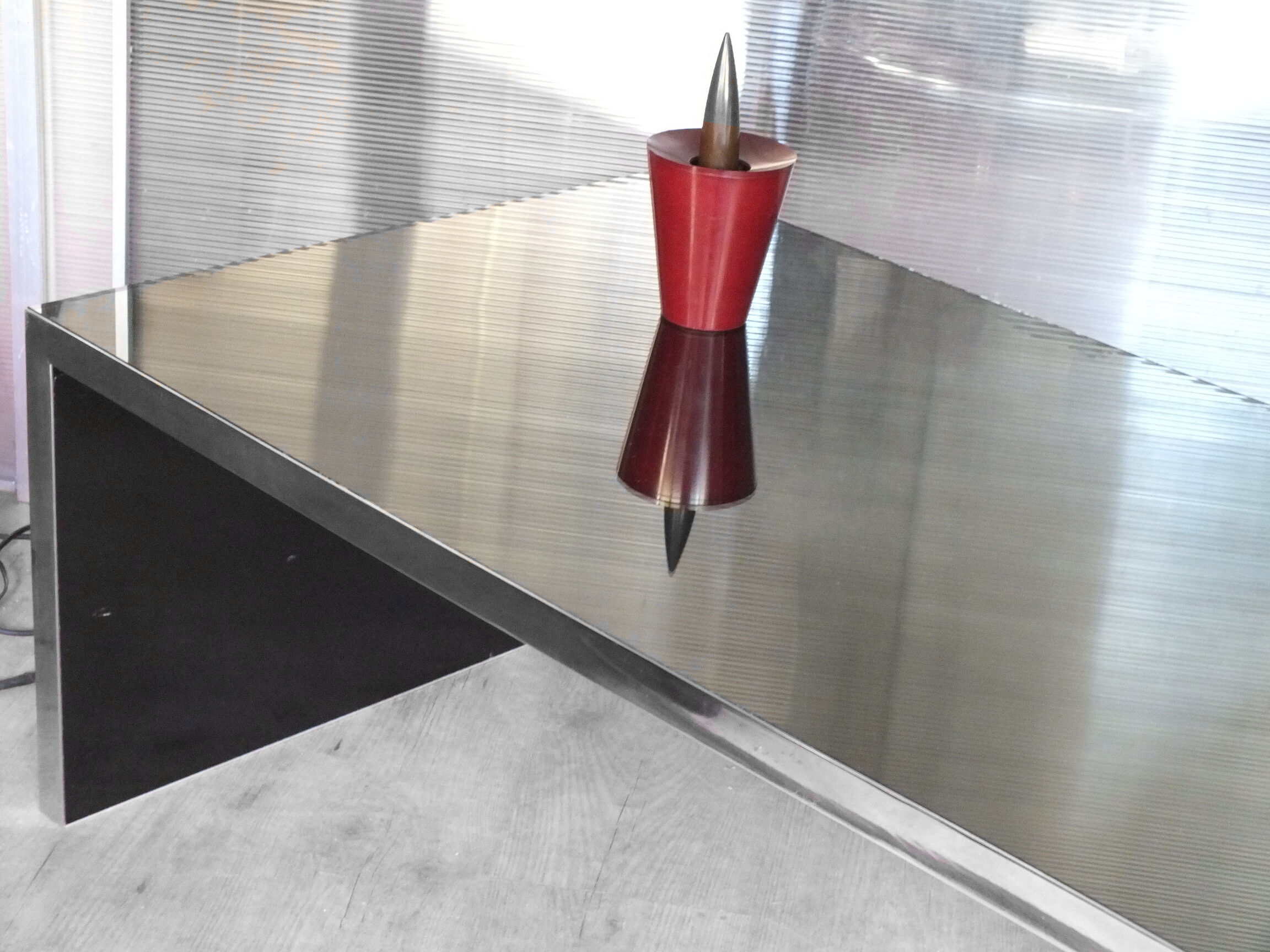 Nanda Vigo design in years '70 low mirror table "four corners" by Driade Italy