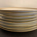 8 flat porcelain plates from Limoges Bernardaud, gilded Greek decoration, twentieth century