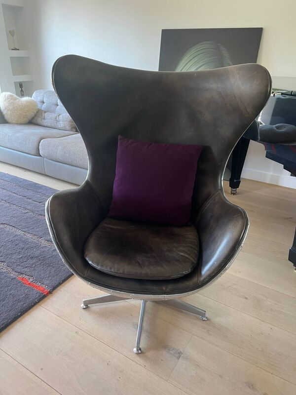Fauteuil design Aviator en aluminium riveté – Style industriel loft