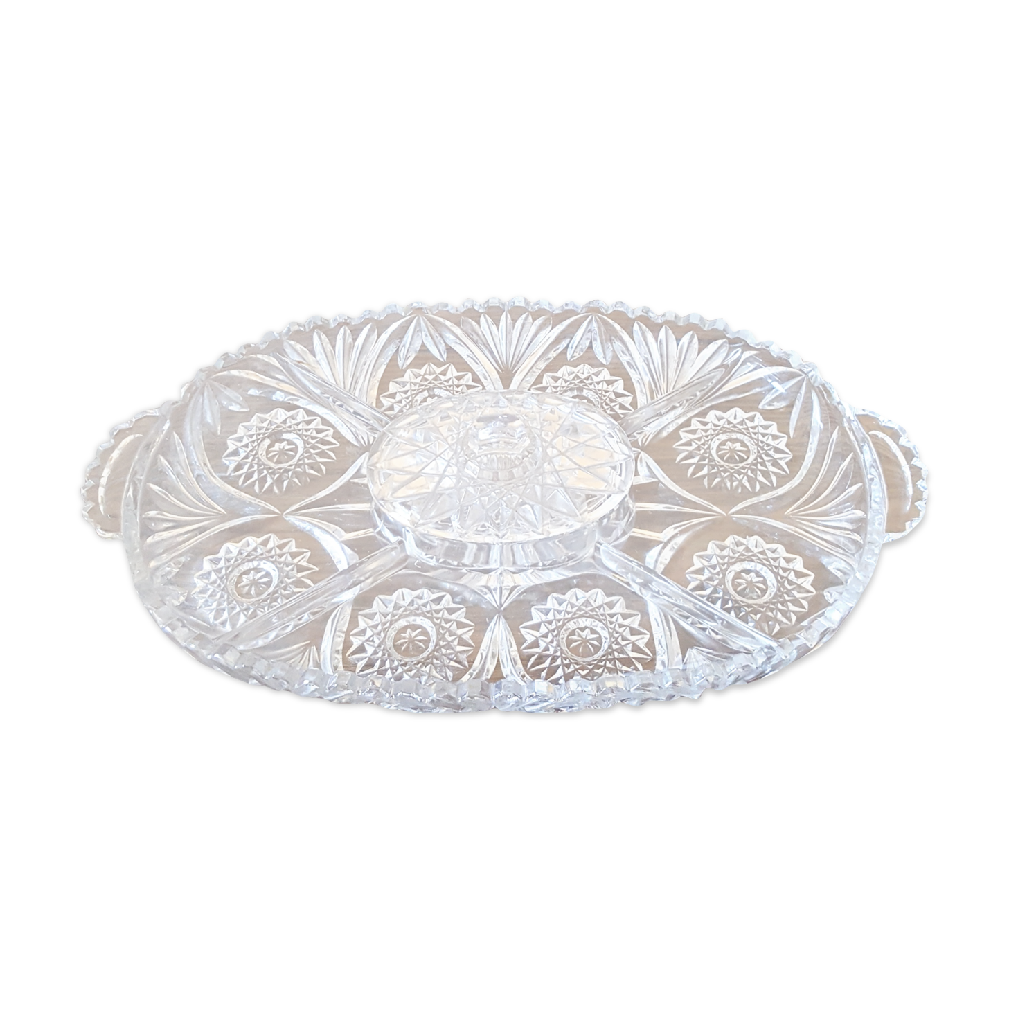 Plat Apéritif Serviteur En Verre Ciselé - Luxhem, Rond, Transparent, Fabrication Française