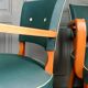 Set de 4 fauteuils bridges hêtre massif vernis & simili cuir vert 1958