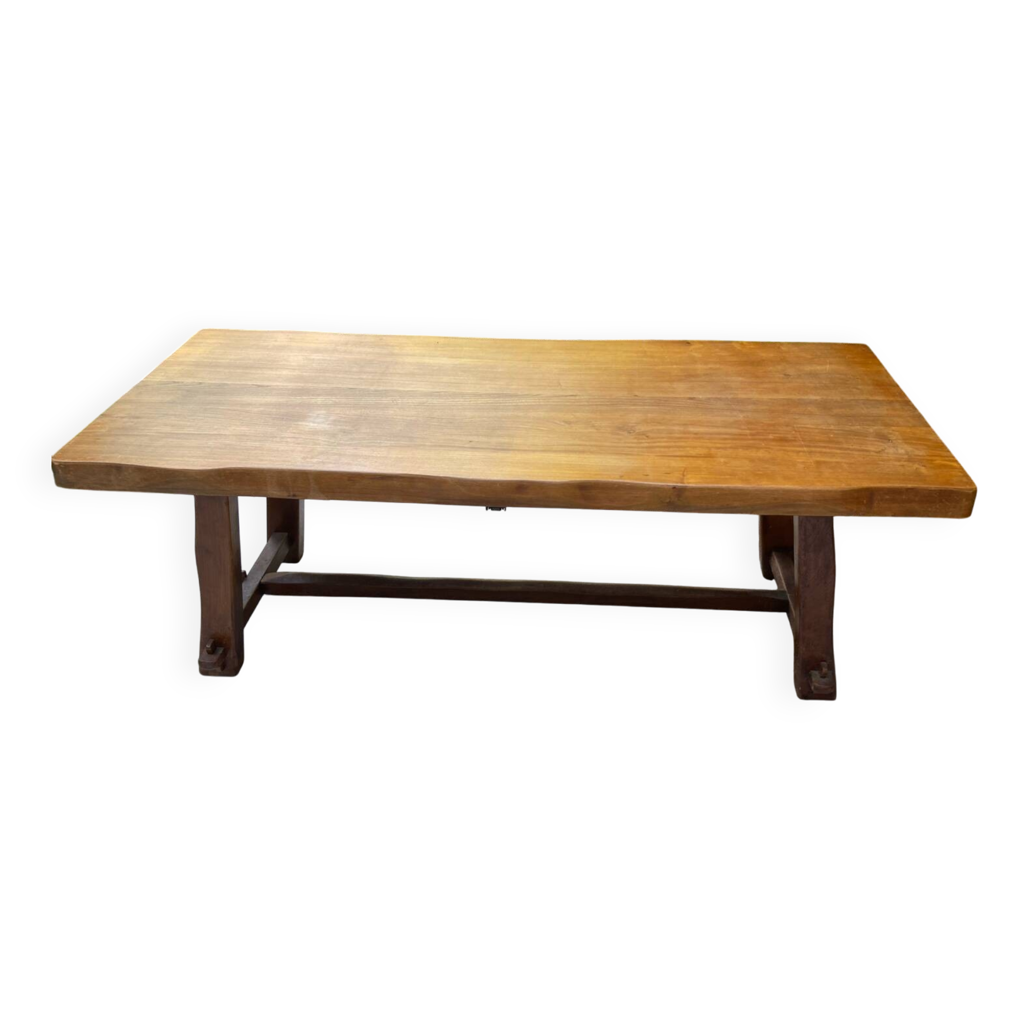 Brutalist dining table from the 1950s in solid elm.