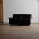 Dieter Rams Model 620 two seater sofa in black leather for Vitsoe, 1980s