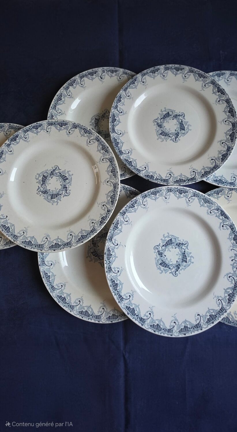 K&G Lunéville ironstone flat plates 1900