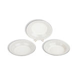 Set of 3 earthenware soup plates of Gien France, black peas pattern