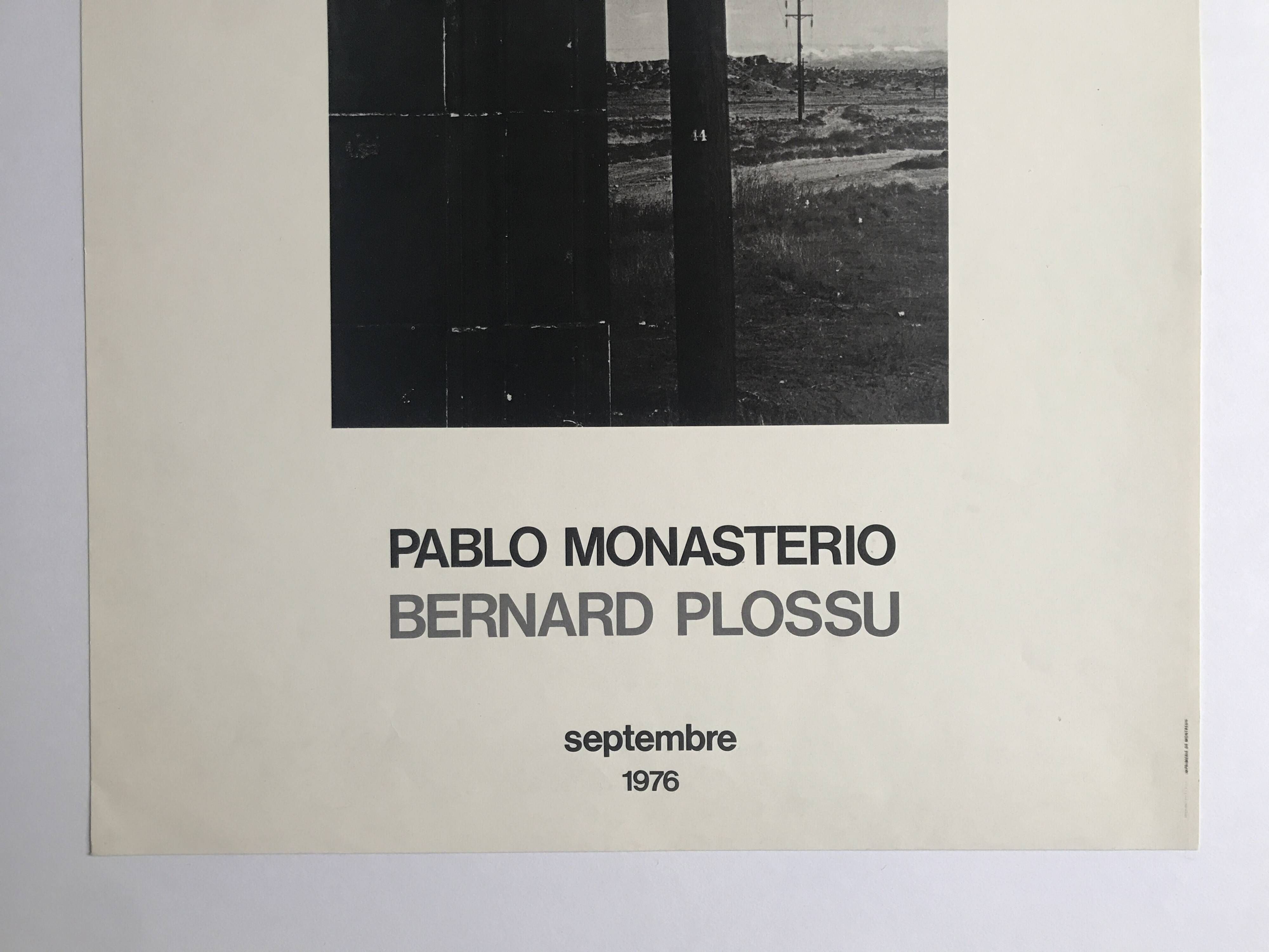Bernard plossu, pablo monasterio, la photogalerie, 1976. original poster in b&w