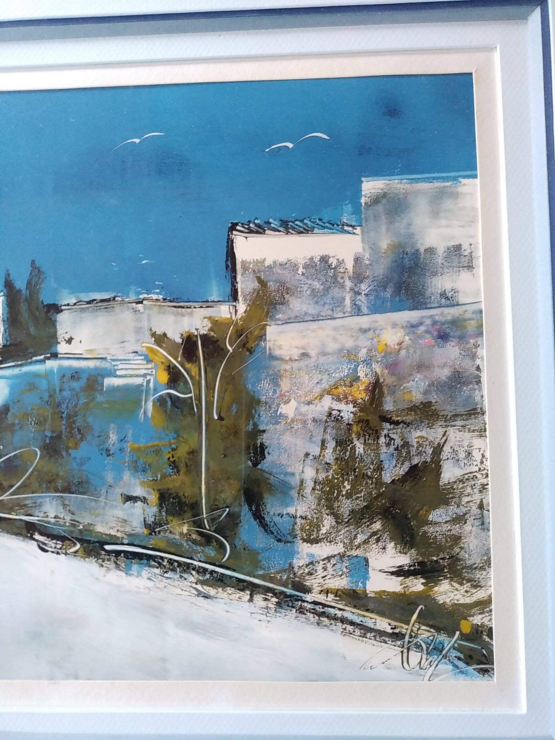 Oil painting . mediterranean landscape. sign .