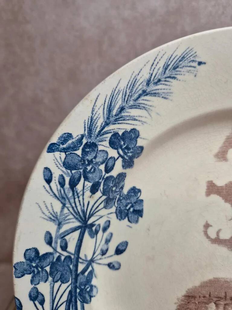 Antique plate Terre de Fer Clairefontaine Marine model