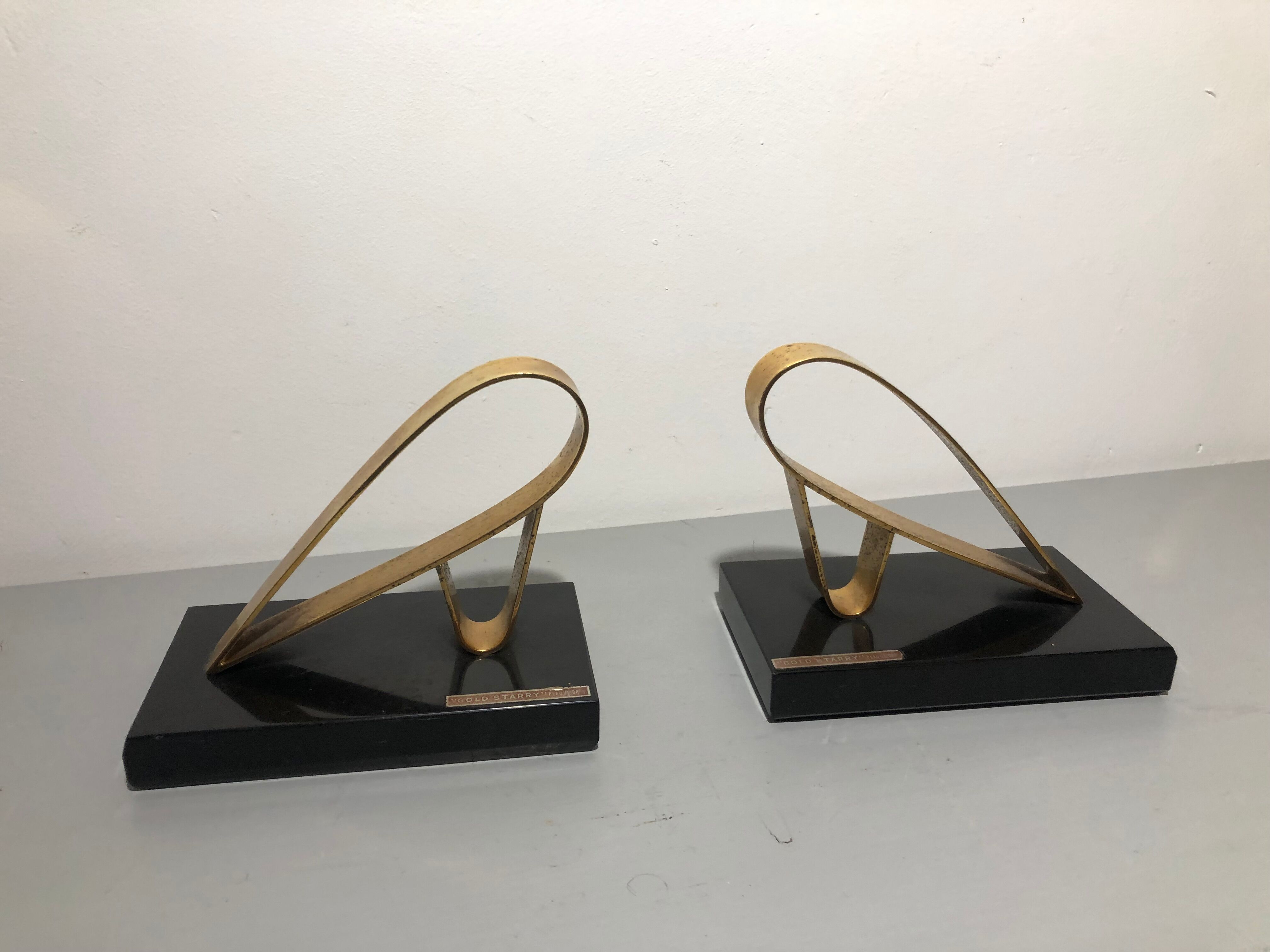 Pair of greenhouses vintage books in gold metal gold starry 1950s/1960s