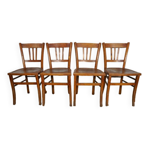 Lot de 4 chaises bistrot vintage type Luterma années 50