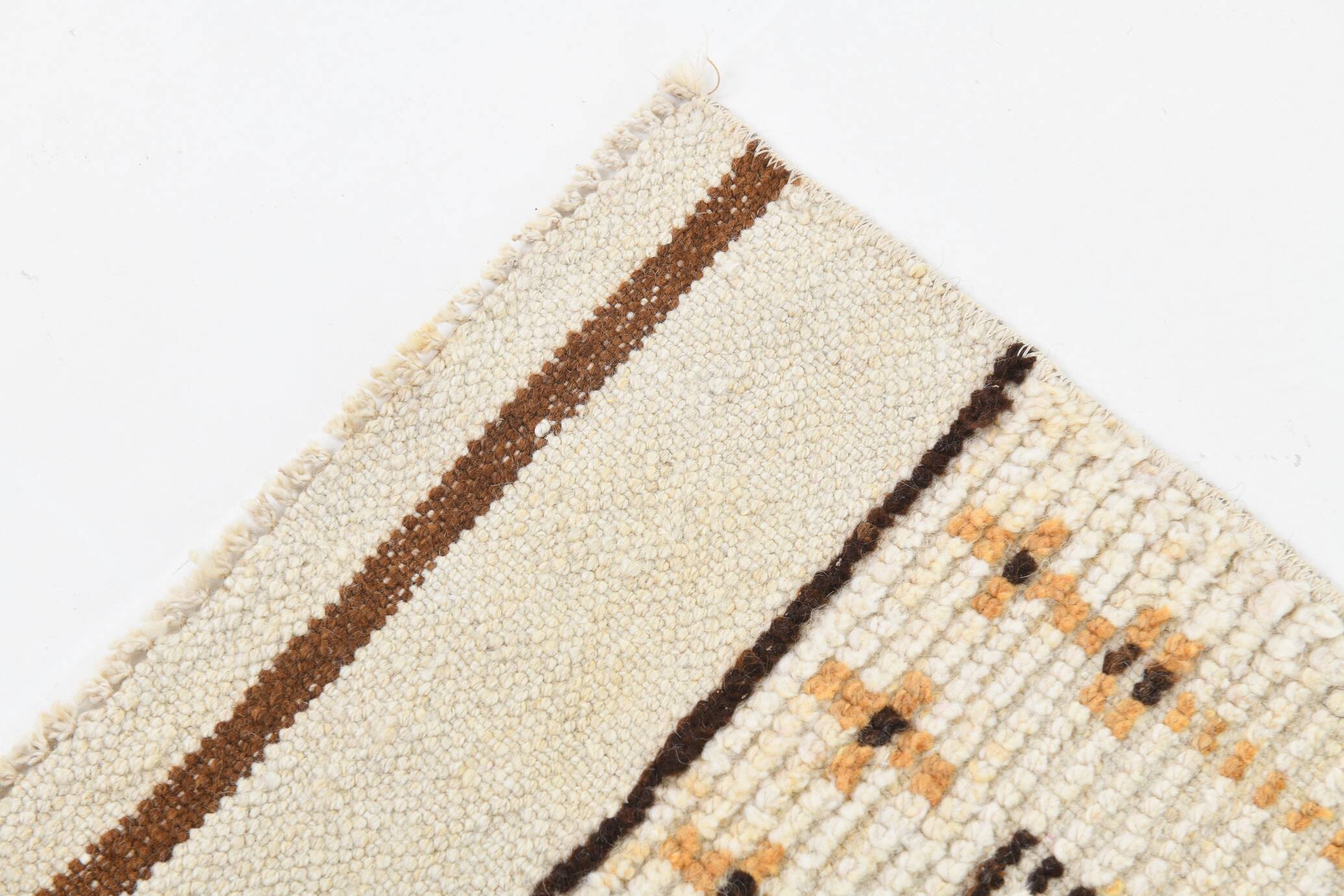 Beige & Brown Classic Turkish Runner Rug, 100x332Cm