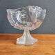 Vintage Frosted Glass Footed Bowl – Relief Decor of Pink Flowers