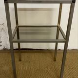 Chrome and smoked glass side table