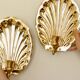 Pair of vintage brass shell scallop sconces