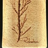 Stoneware vase with herbarium decoration by Raymonde Leduc, Vallauris, 1960s