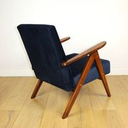Classic armchair Var B-310 1960s vintage navy velvet - dark wood - 2 pieces available