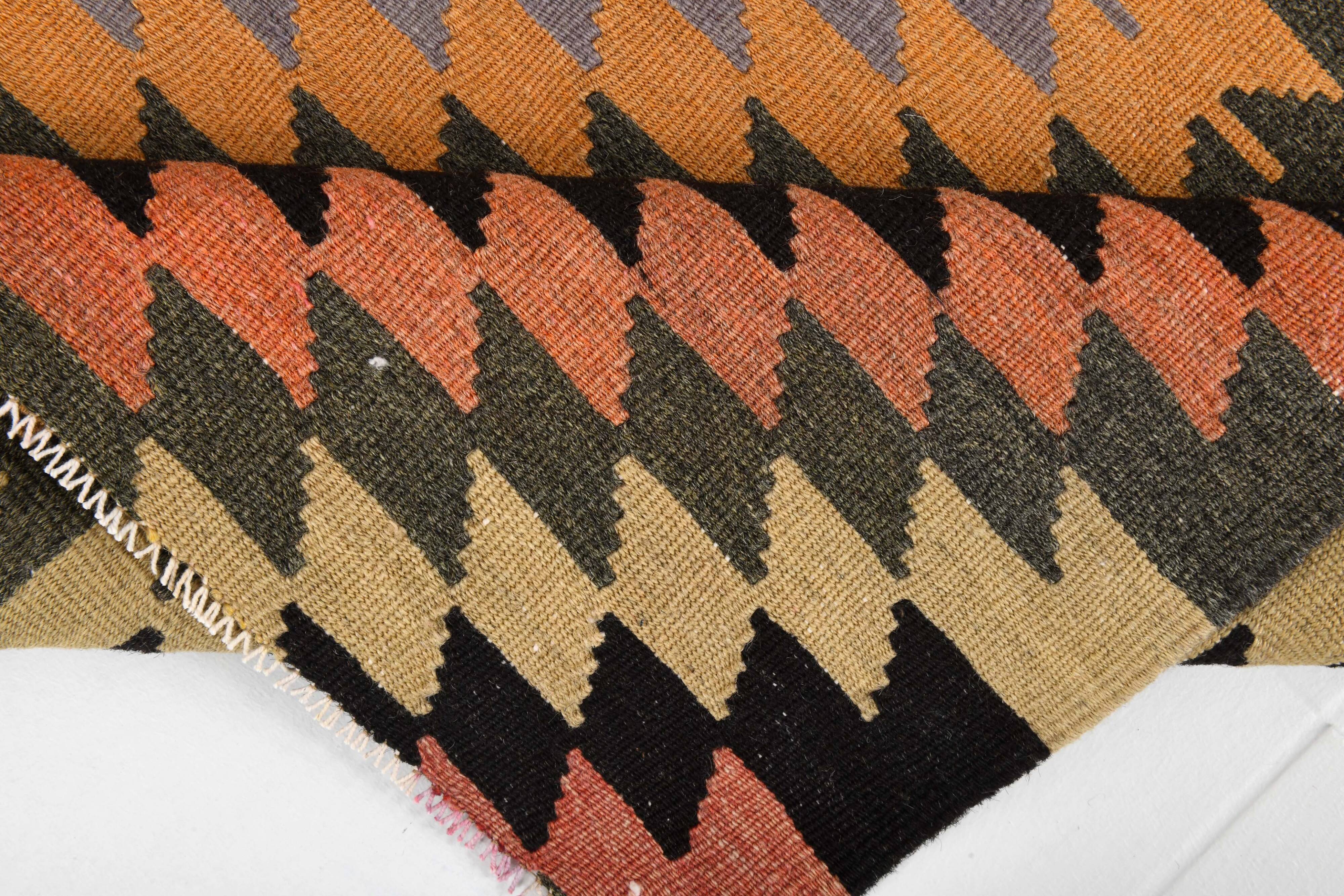 Orange Black Turkish Kilim Rug 170x259Cm SK 35353