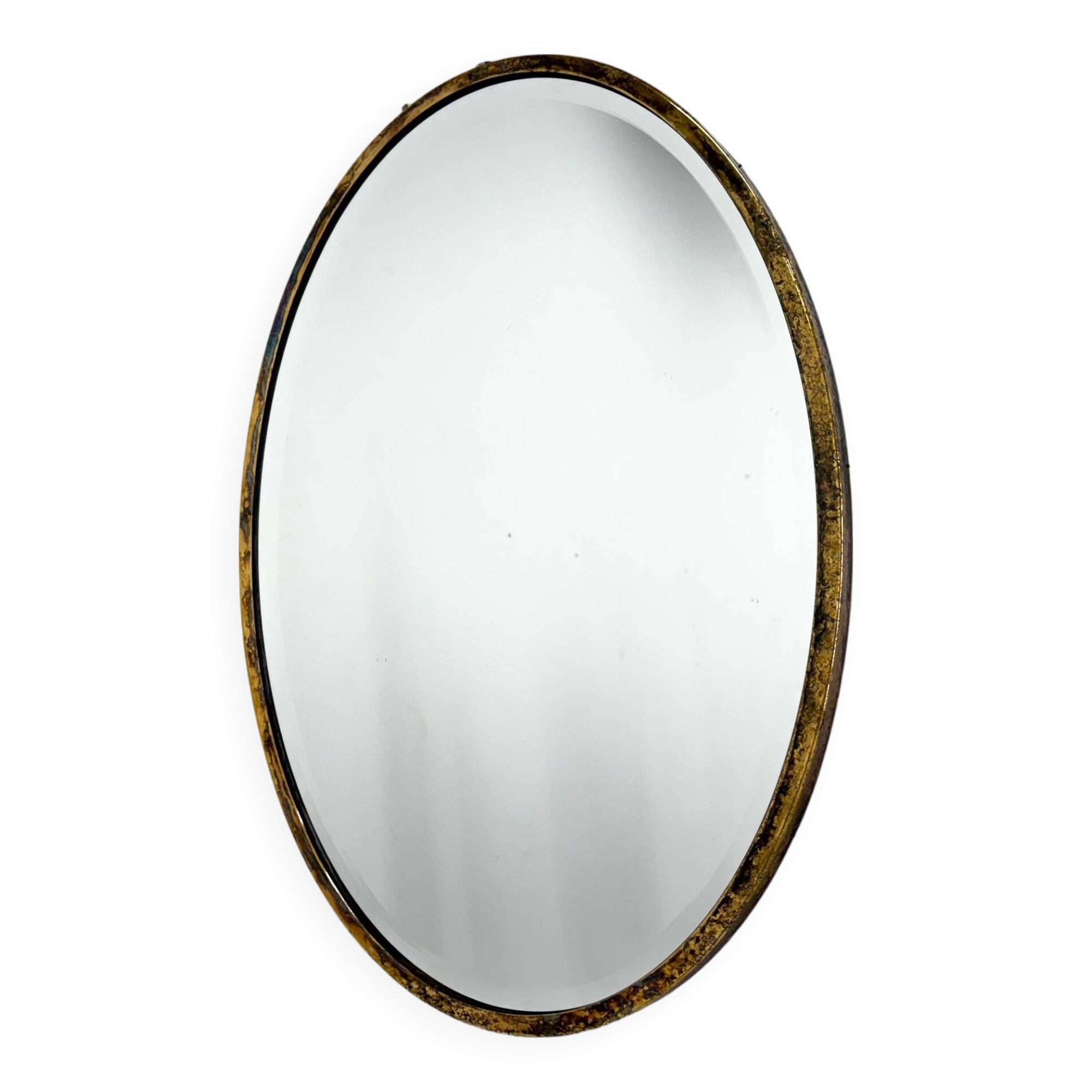 Miroir mural vintage en laiton à facettes, France