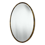 Miroir mural vintage en laiton à facettes, France