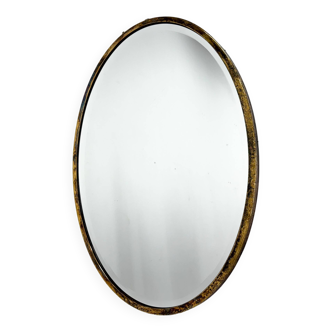 Vintage Brass Wall Mirror with Facet, France