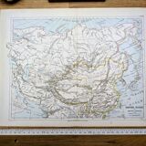 Russian and Chinese Empires, period map, 1887, Authentic.