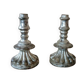 Rare pair of antique silvered terracotta candlesticks from the 17th century.