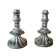 Rare pair of antique silvered terracotta candlesticks from the 17th century.