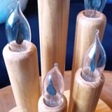 Vintage Swedish pine electric candelabra, 70s/80s