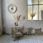 Desserte, table roulante en rotin années 60