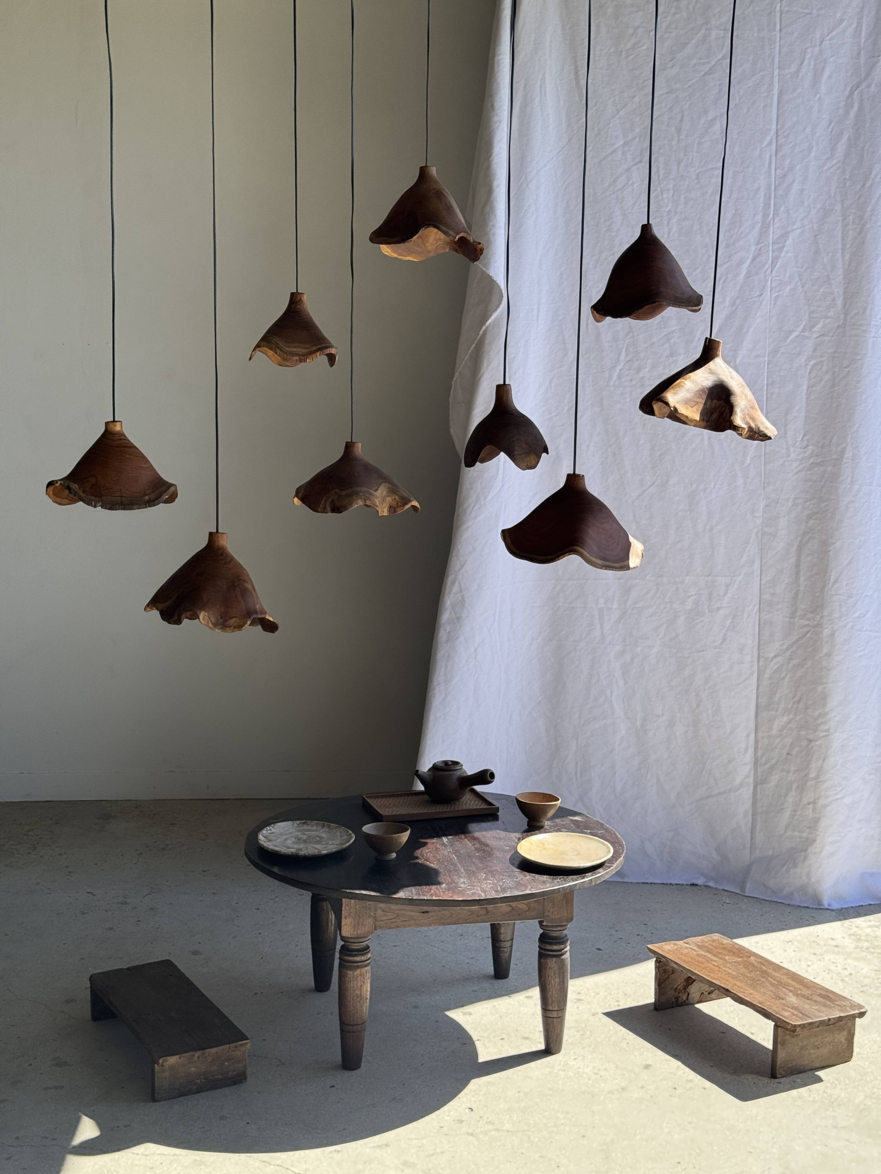 Small suspension in organic teak hat D30 H20