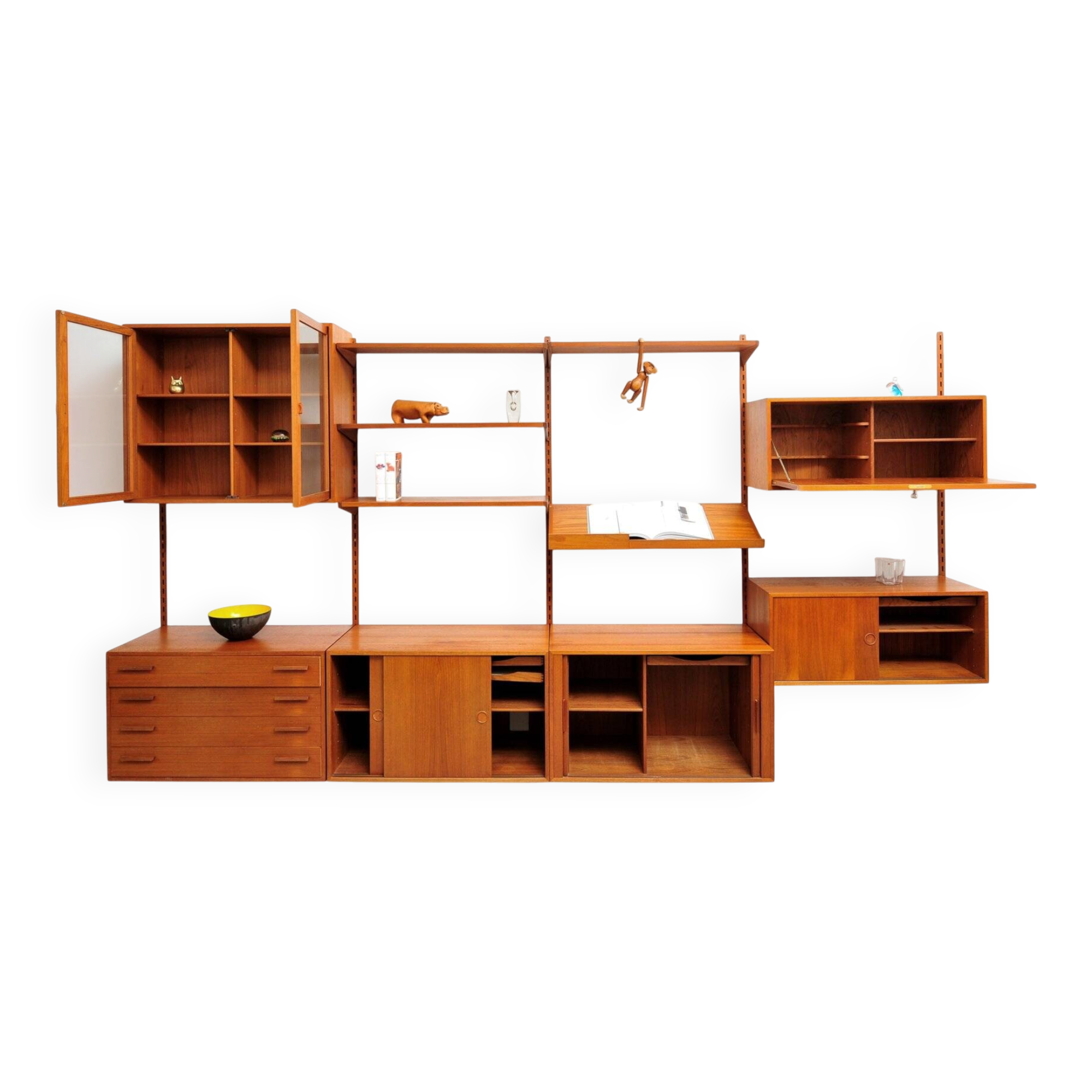 Danish teak wall unit by Kai Kristiansen for Feldballes Møbelfabrik