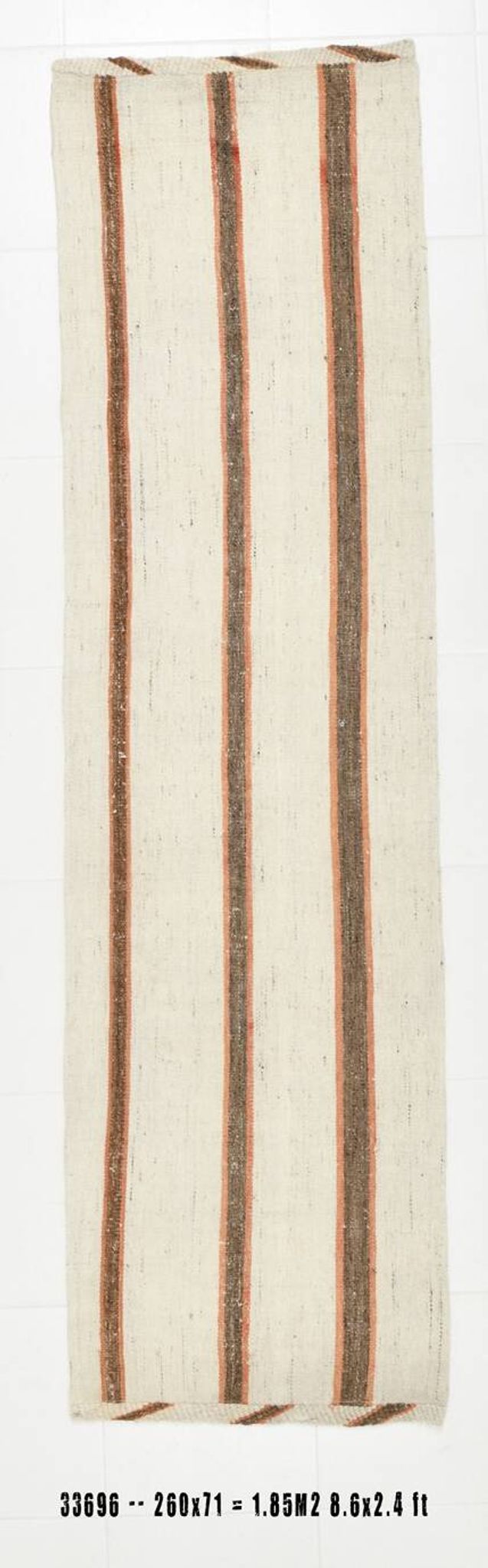 Tapis Kilim marron et beige 2x8, 71x260 cm